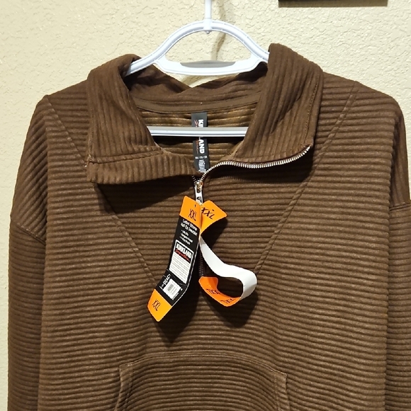 NWT Kirkland Signature Ladies Ottoman Half-Zip Sweatshirt, XXL, Brown - Picture 2 of 8
